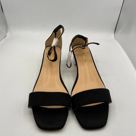 XYD Shoes - XYD black open toe chunky sandals ankle strap heels pumps